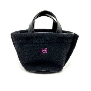 LUDLOW M logo Hand Bag fur / Leather Black Unused